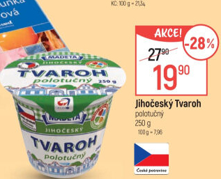 Tvaroh polotučný Jihočeský Madeta