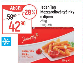 Tyčinky mozzarelové mražené Jeden Tag