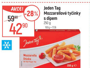 Tyčinky mozzarelové mražené Jeden Tag