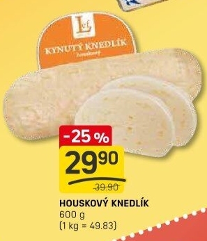 Knedlík houskový kynutý Lef