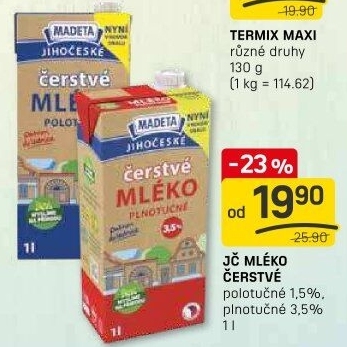 Mléko čerstvé Jihočeské Madeta