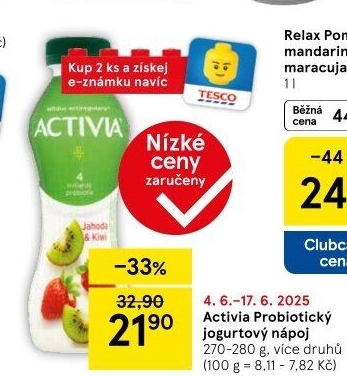Jogurtový nápoj Activia Danone