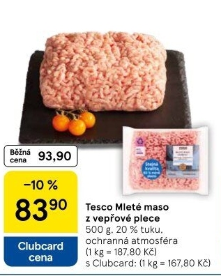 Maso mleté vepřové z plece Tesco