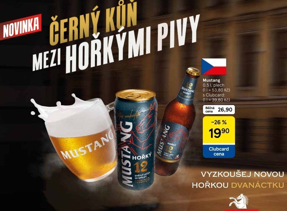 Pivo světlý ležák Mustang Hořký 12° Ostravar