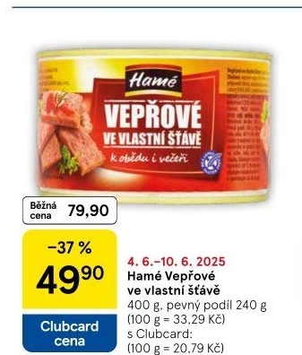 Vepřové maso ve vlastní šťávě Hamé