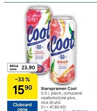 Nealkoholické pivo ochucené Staropramen Cool