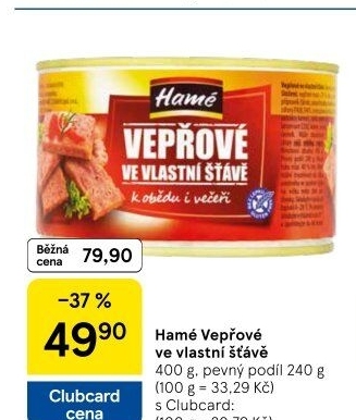 Vepřové maso ve vlastní šťávě Hamé