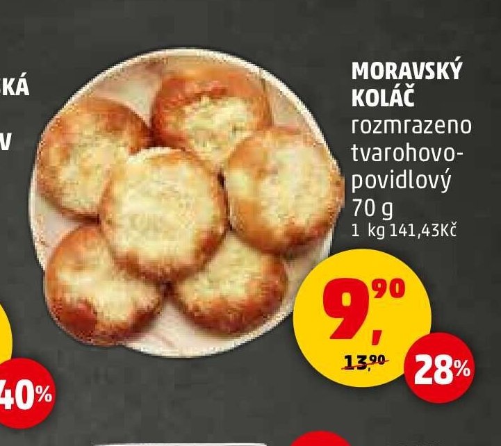 Moravský koláč rozmrazeno tvarohovo-povidlový 70 g