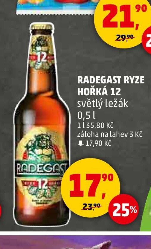 Radegast Ryze Hořká 12 světlý ležák 0,5 l