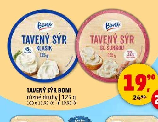 Tavený sýr Boni různé druhy