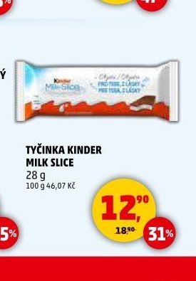 TYČINKA KINDER MILK SLICE 28 g