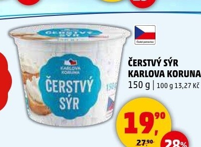 Čerstvý sýr Karlova Koruna