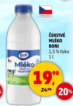 Mléko čerstvé Boni - 1,5% polotučné