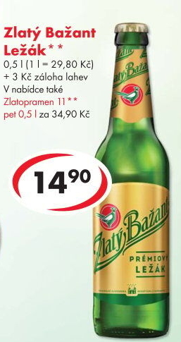 Pivo světlý ležák 12° Zlatý Bažant