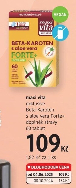 Doplněk stravy Beta-karoten s aloe vera Exclusive Forte+ MaxiVita