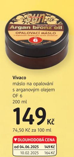 Máslo na opalování s arganovým olejem OF 6 Vivaco