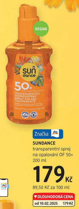 Sprej transparentní na opalování OF 50+ Sundance