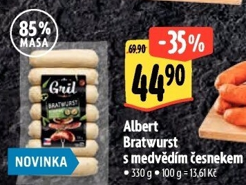 Grilovací klobása bratwurst s medvědím česnekem Albert Gril