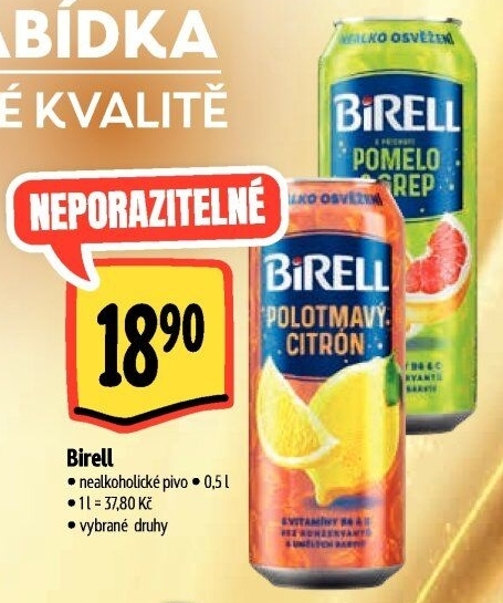 Nealkoholické pivo ochucené Birell