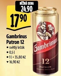 Pivo světlý ležák 12° Patron Gambrinus
