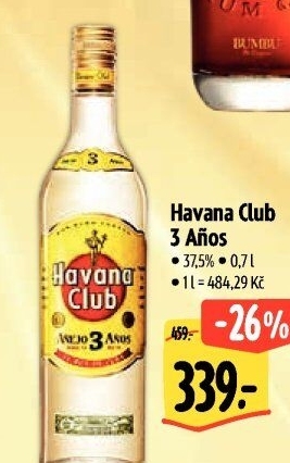 Rum kubánský bílý Aňejo 3 Anos Havana club