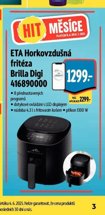 ETA Horkovzdušná fritéza Brilla Digi 416890000