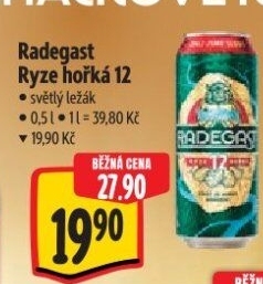 Pivo světlý ležák 12° Ryze hořká Radegast