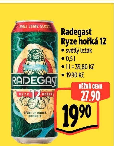 Pivo světlý ležák 12° Ryze hořká Radegast