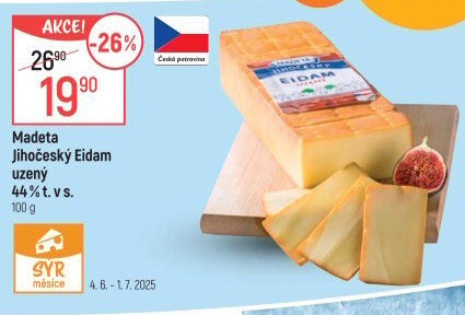 Sýr Eidam uzený 44% Jihočeský Madeta