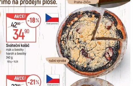 Sváteční koláč mák a švestky tvaroh a švestky 340 g