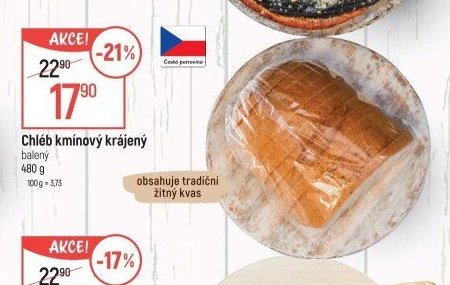 Chléb kmínový krájený balený 480 g