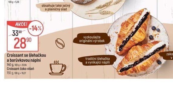 Croissant se šlehačkou a borůvkovou náplní 140 g