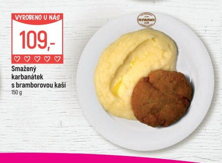 Smažený karbanátek s bramborovou kaší