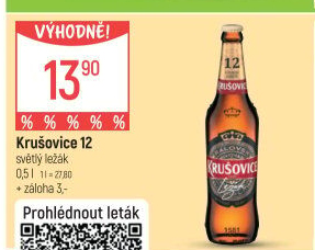 Pivo světlý ležák Královský 12° Krušovice