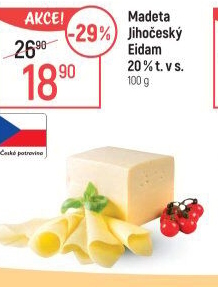 Sýr Eidam Jihočeský 20% Madeta