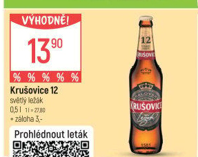 Pivo světlý ležák Královský 12° Krušovice