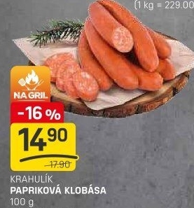 Papriková klobása Krahulík