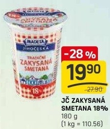 Smetana zakysaná Jihočeská Madeta 18%