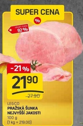 Šunka pražská nejvyšší jakosti LE&