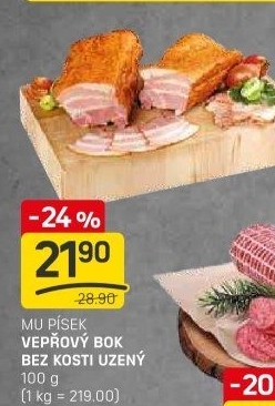 Vepřový bok uzený bez kosti Maso uzeniny Písek