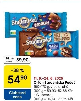 Čokoláda Studentská pečeť Orion