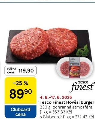 Hovězí hamburger Tesco Finest