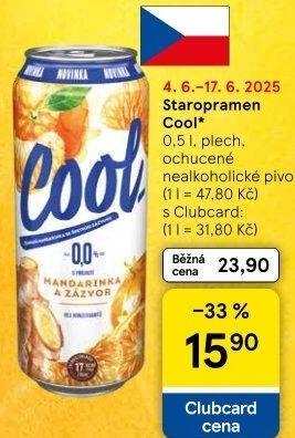 Nealkoholické pivo ochucené Staropramen Cool