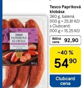 Papriková klobása Tesco