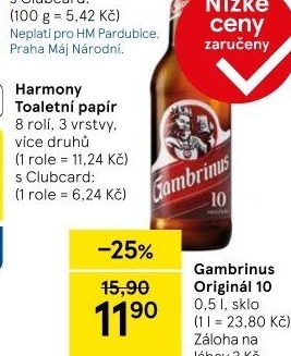 Pivo světlé výčepní Originál 10° Gambrinus