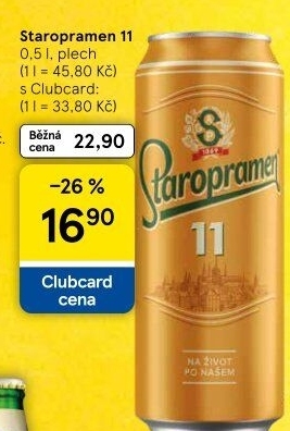 Pivo světlý ležák 11° Staropramen