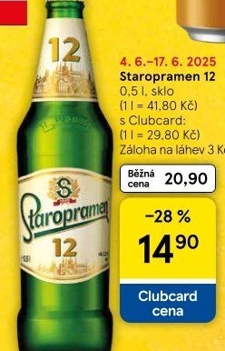 Pivo světlý ležák 12° Staropramen