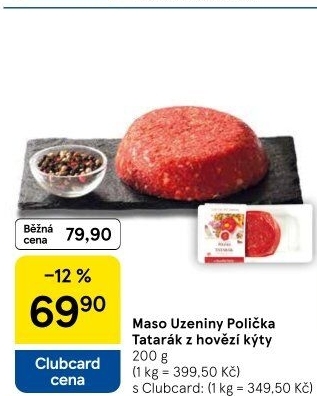 Tatarský biftek z hovězí kýty Maso uzeniny Polička