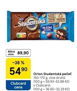 Čokoláda Studentská pečeť Orion