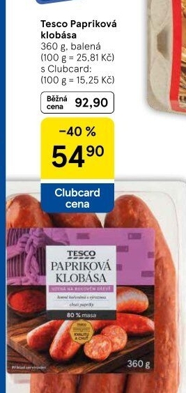 Papriková klobása Tesco
